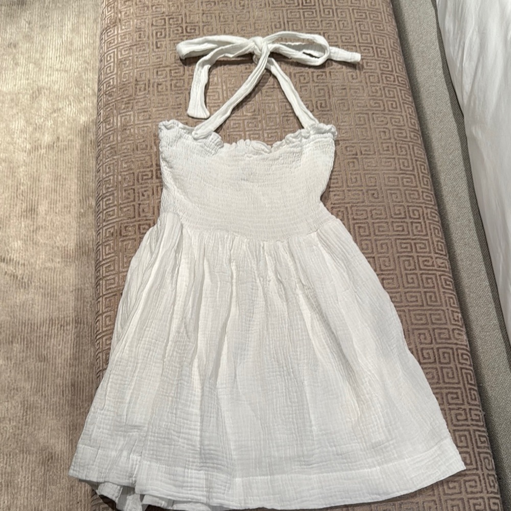 Princess Polly white smocked top halter dress size US 4